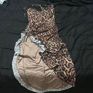 Edge Asymmetrical Leopard Print Dress